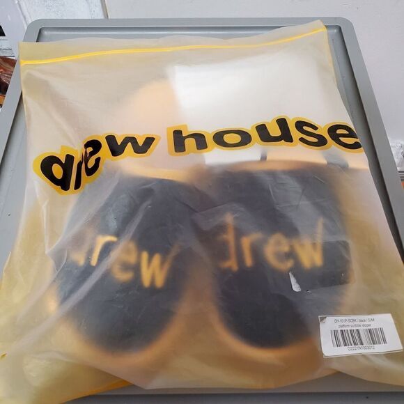 Drew House x Justin Bieber Mascot Slippers Yellow/Black S/M Sz 5 To 8 Mens NWT - Picture 8 of 11